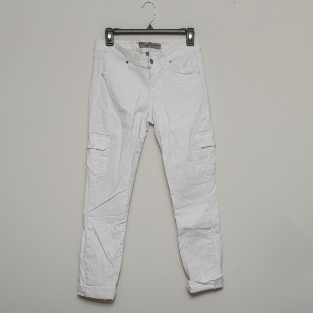 PAIGE CURSON CARGO PANT, WHITE, SIZE 29